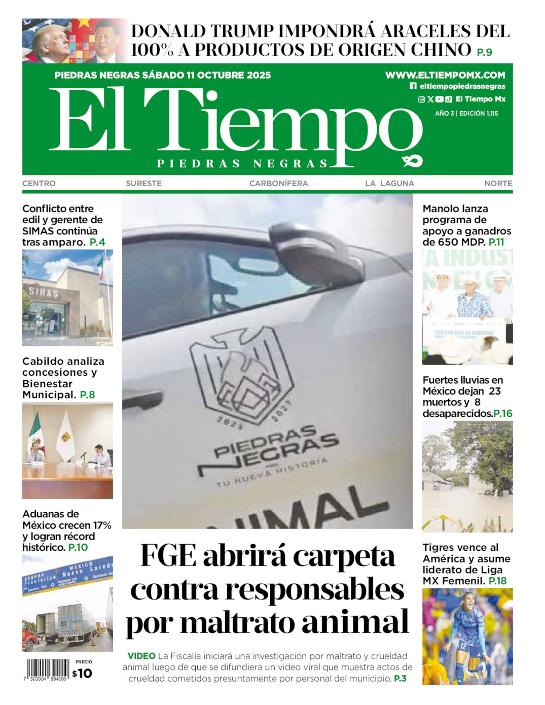 El Tiempo Piedras Negras, edición del sábado 11 de octubre de 2025 El Tiempo Piedras Negras, edición del sábado 11 de octubre de 2025