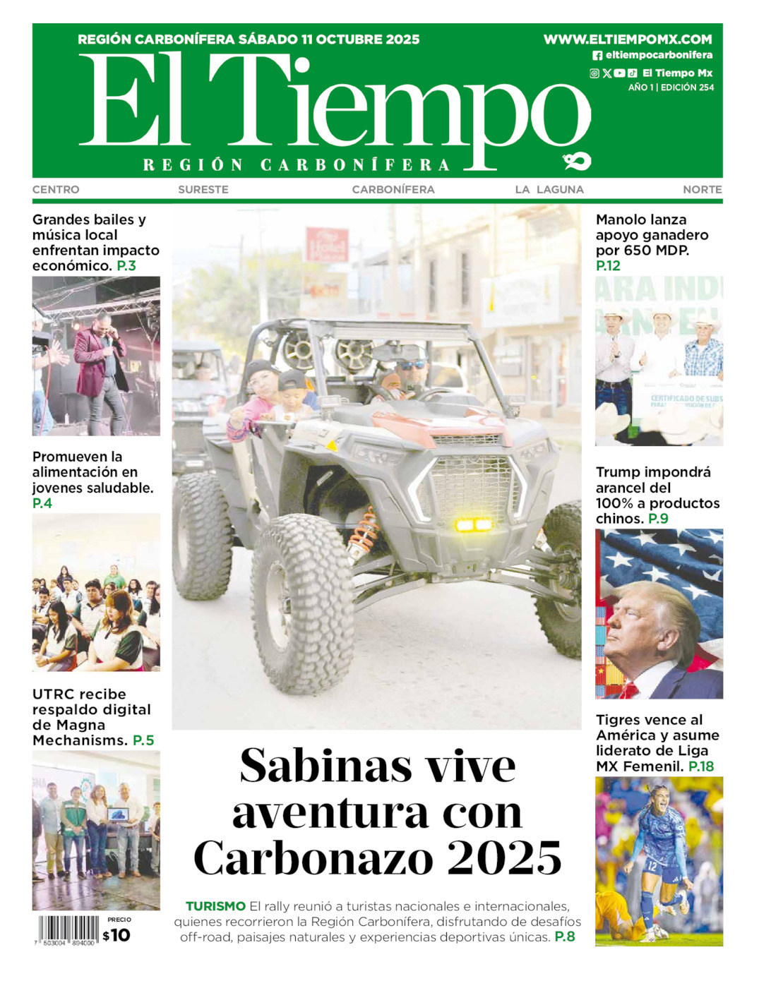 El Tiempo Región Carbonífera, edición del sábado 11 de octubre de 2025 El Tiempo Región Carbonífera, edición del sábado 11 de octubre de 2025