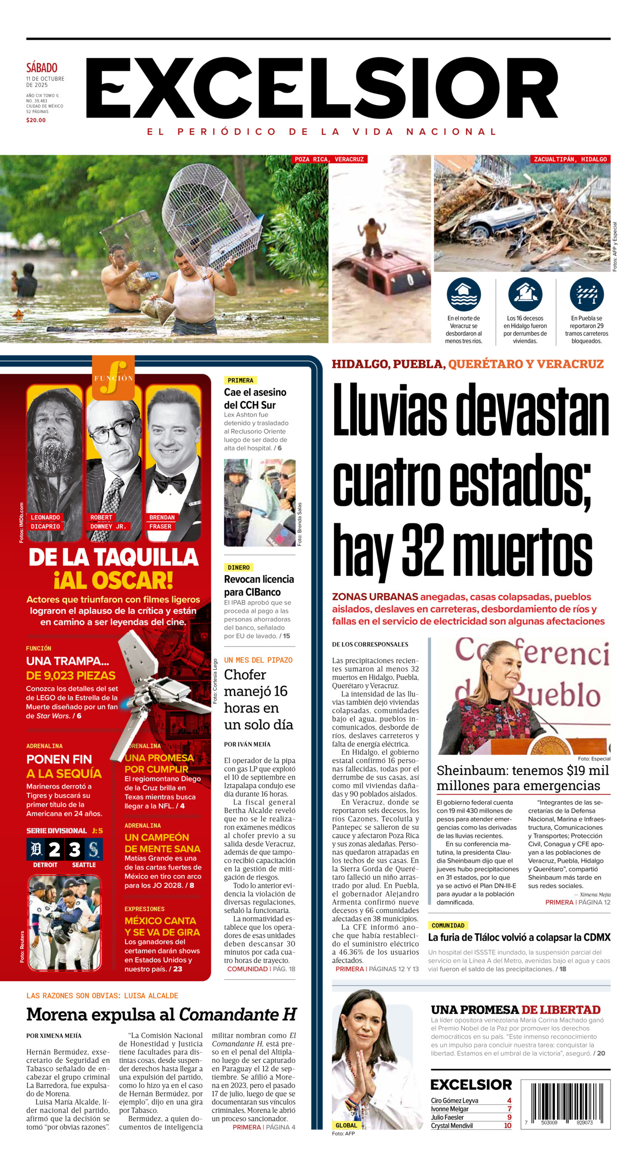 Excelsior, edición del sábado 11 de octubre de 2025 Excelsior, edición del sábado 11 de octubre de 2025