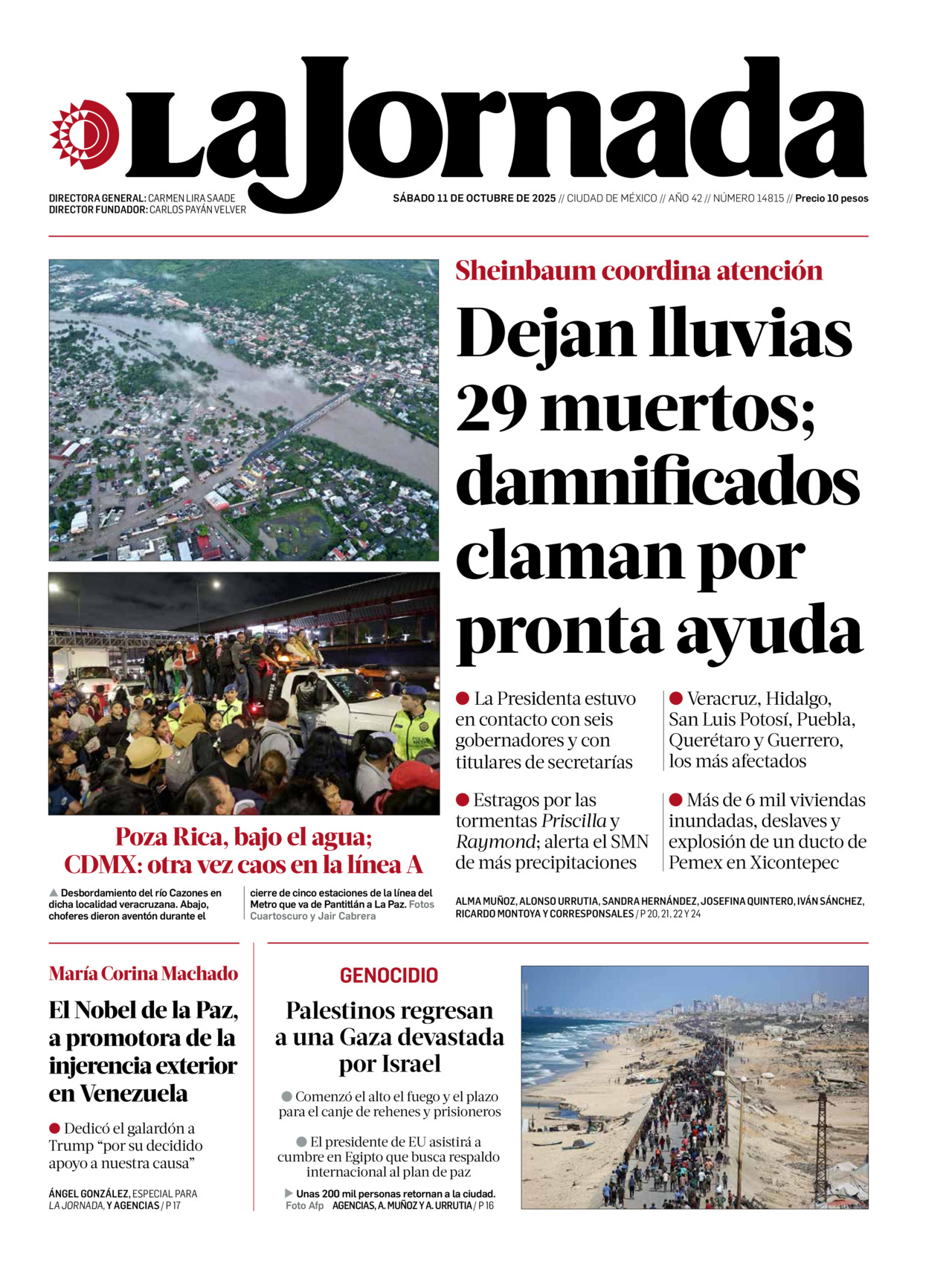 La Jornada, edición del sábado 11 de octubre de 2025 La Jornada, edición del sábado 11 de octubre de 2025