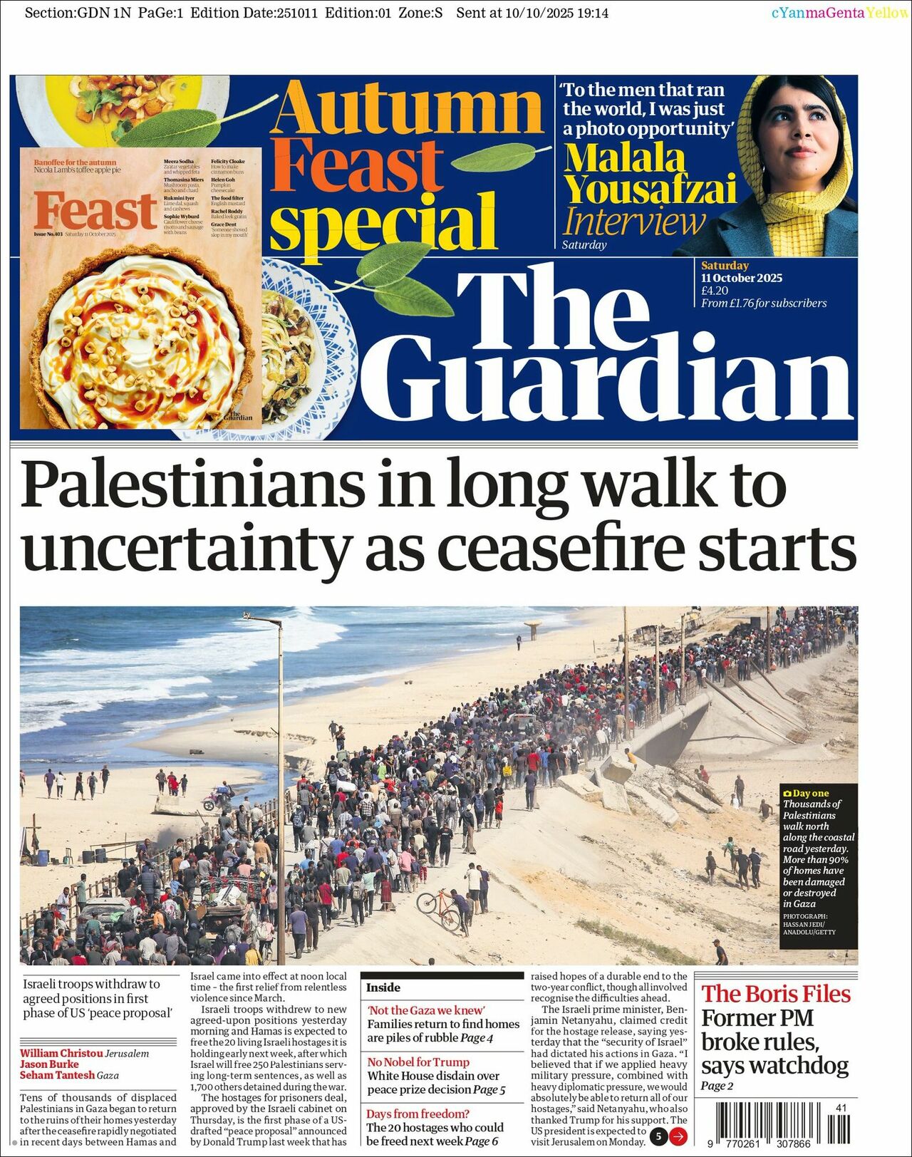 The Guardian, edición del sábado 11 de octubre de 2025 The Guardian, edición del sábado 11 de octubre de 2025