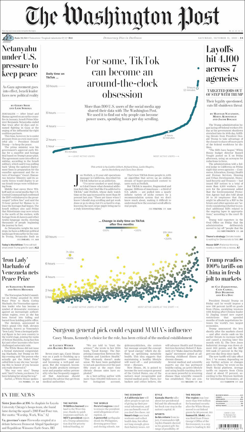 The Washington Post, edición del sábado 11 de octubre de 2025 The Washington Post, edición del sábado 11 de octubre de 2025