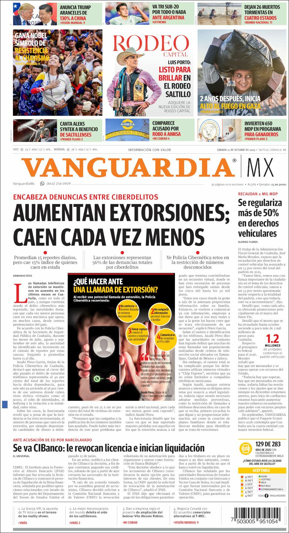 Vanguardia, edición del sábado 11 de octubre de 2025 Vanguardia, edición del sábado 11 de octubre de 2025