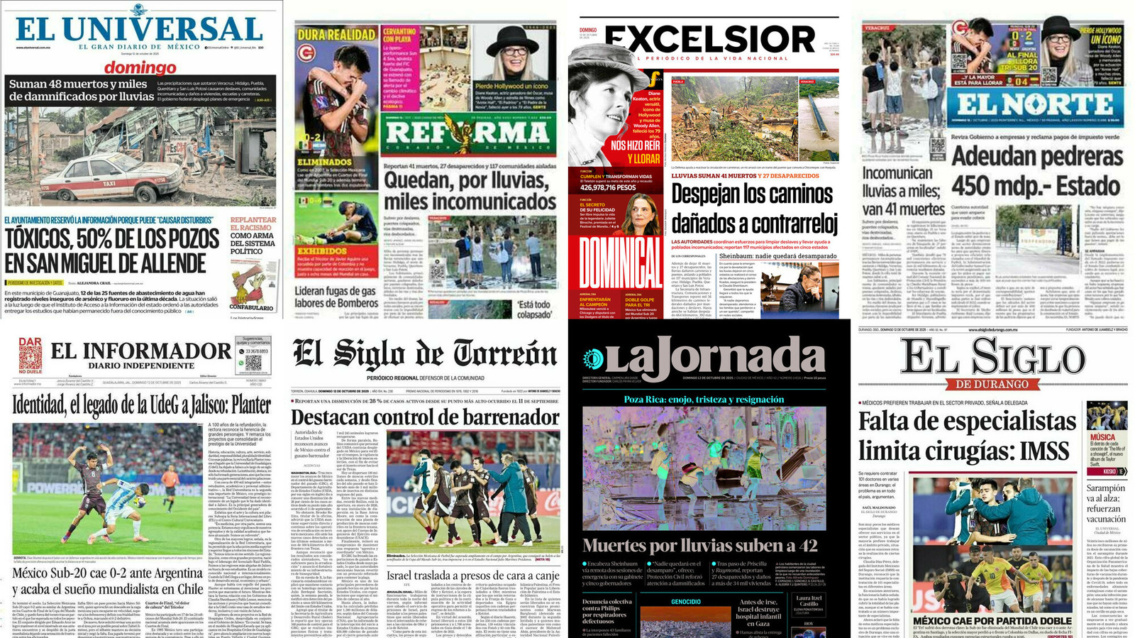 Portadas de periódicos impresos más importantes de México hoy