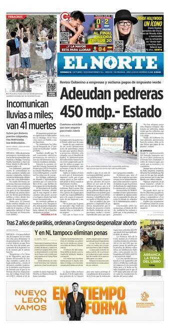 El Norte, edición del domingo 12 de octubre de 2025 El Norte, edición del domingo 12 de octubre de 2025