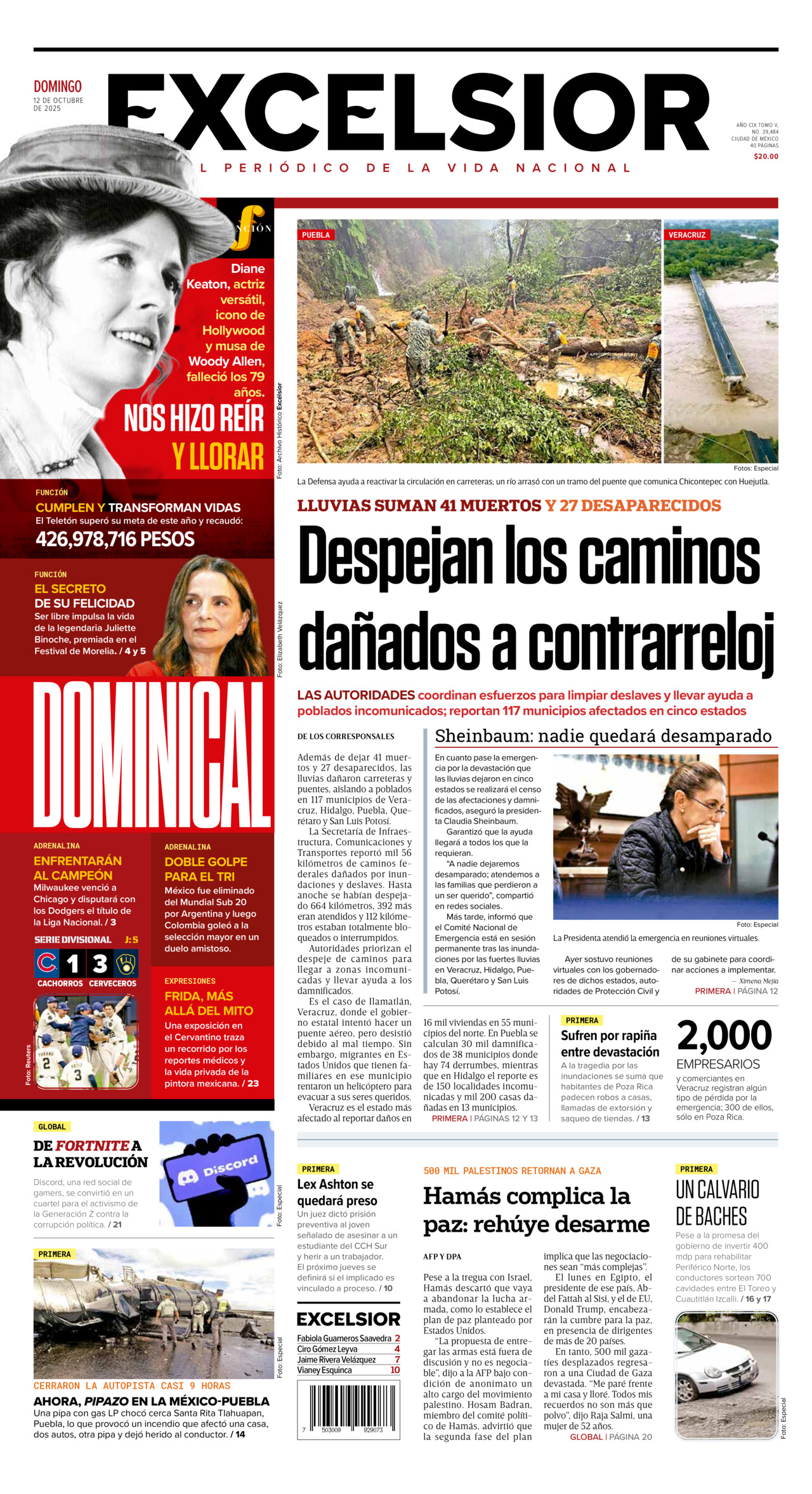 Excelsior, edición del domingo 12 de octubre de 2025 Excelsior, edición del domingo 12 de octubre de 2025