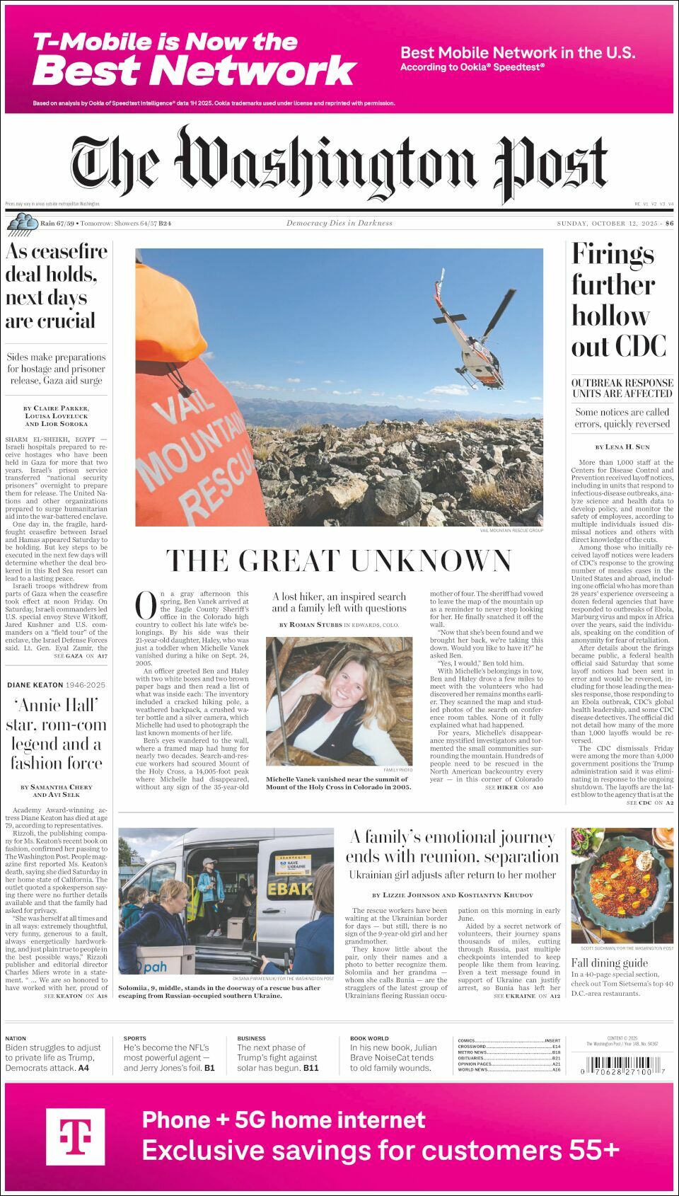 The Washington Post, edición del domingo 12 de octubre de 2025 The Washington Post, edición del domingo 12 de octubre de 2025