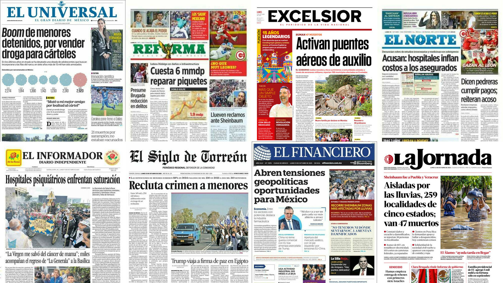 Portadas de periódicos impresos más importantes de México hoy