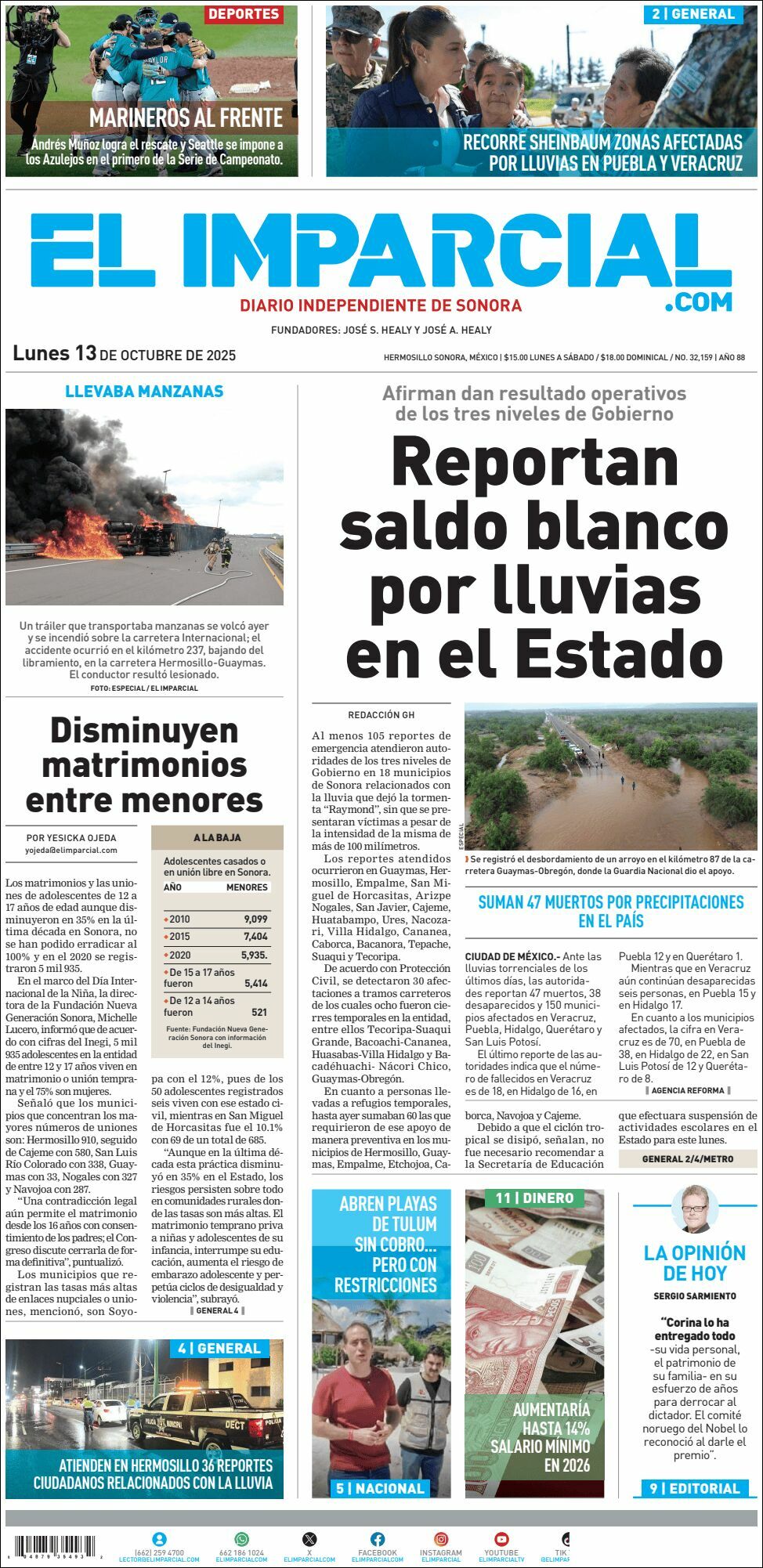 El Imparcial, edición del lunes 13 de octubre de 2025 El Imparcial, edición del lunes 13 de octubre de 2025