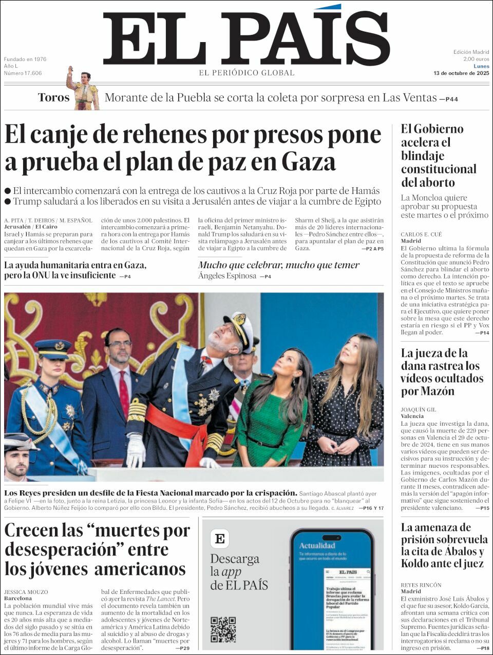 El País, edición del lunes 13 de octubre de 2025 El País, edición del lunes 13 de octubre de 2025