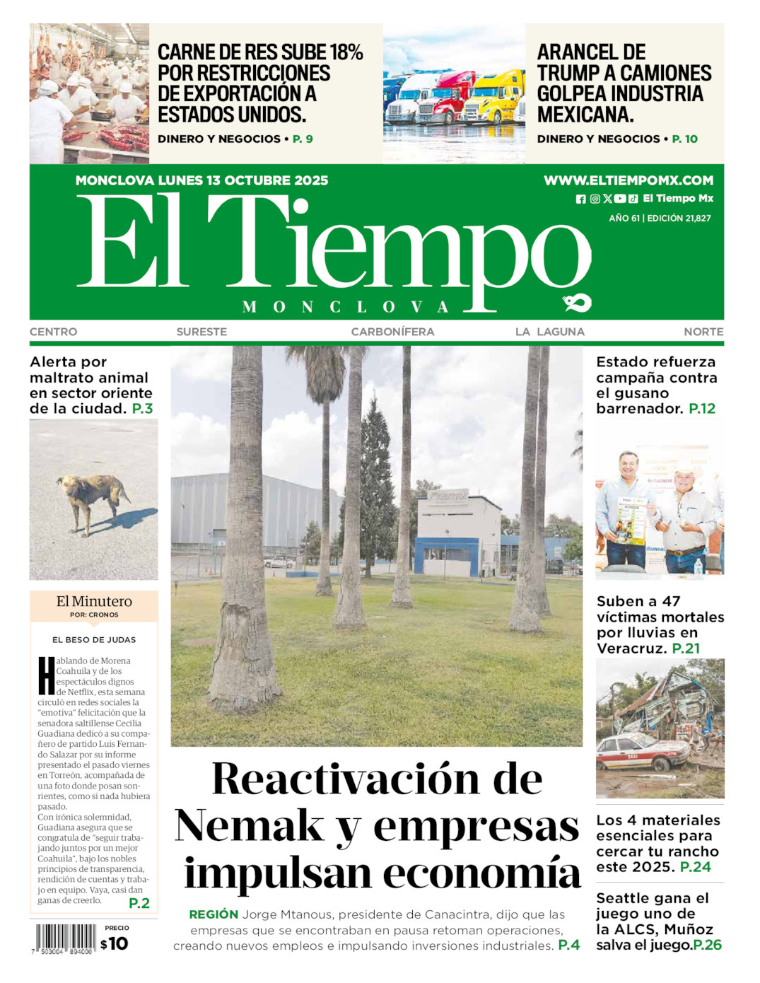 El Tiempo Monclova, edición del lunes 13 de octubre de 2025 El Tiempo Monclova, edición del lunes 13 de octubre de 2025