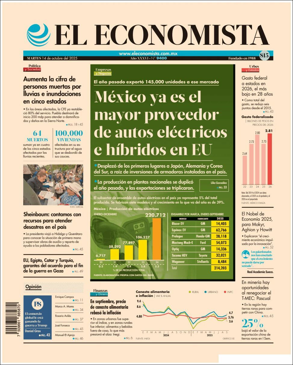 El Economista, edición del martes 14 de octubre de 2025 El Economista, edición del martes 14 de octubre de 2025