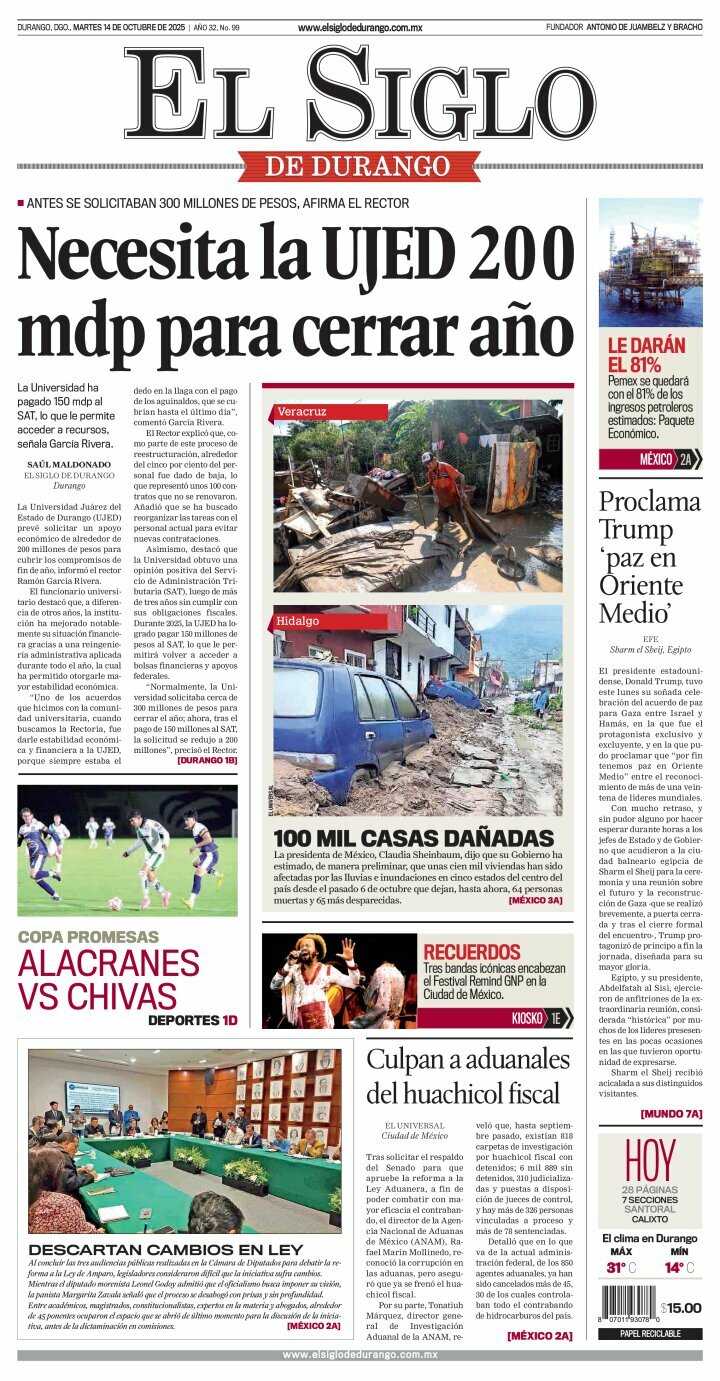 El Siglo de Durango, edición del martes 14 de octubre de 2025 El Siglo de Durango, edición del martes 14 de octubre de 2025
