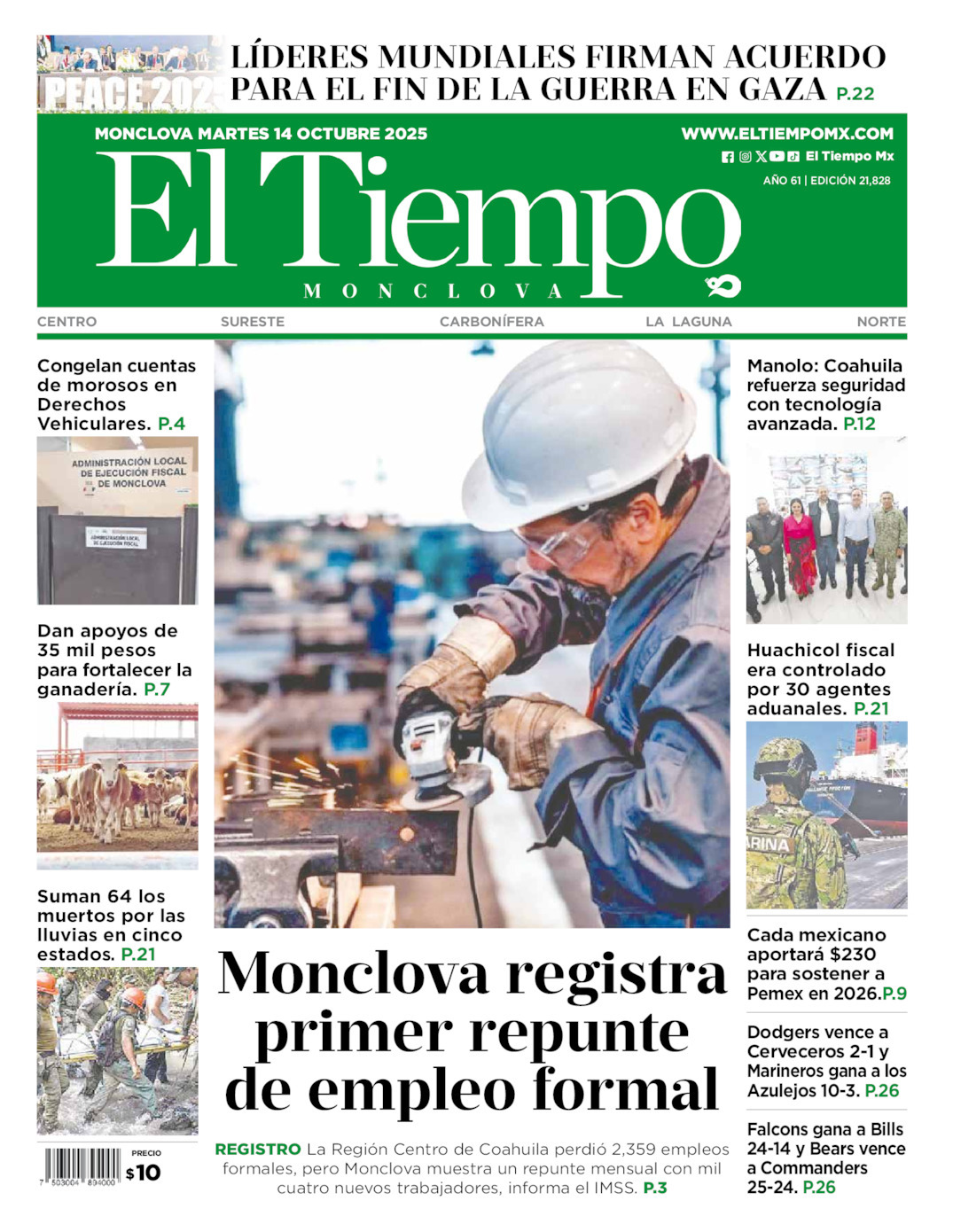 El Tiempo Monclova, edición del martes 14 de octubre de 2025 El Tiempo Monclova, edición del martes 14 de octubre de 2025