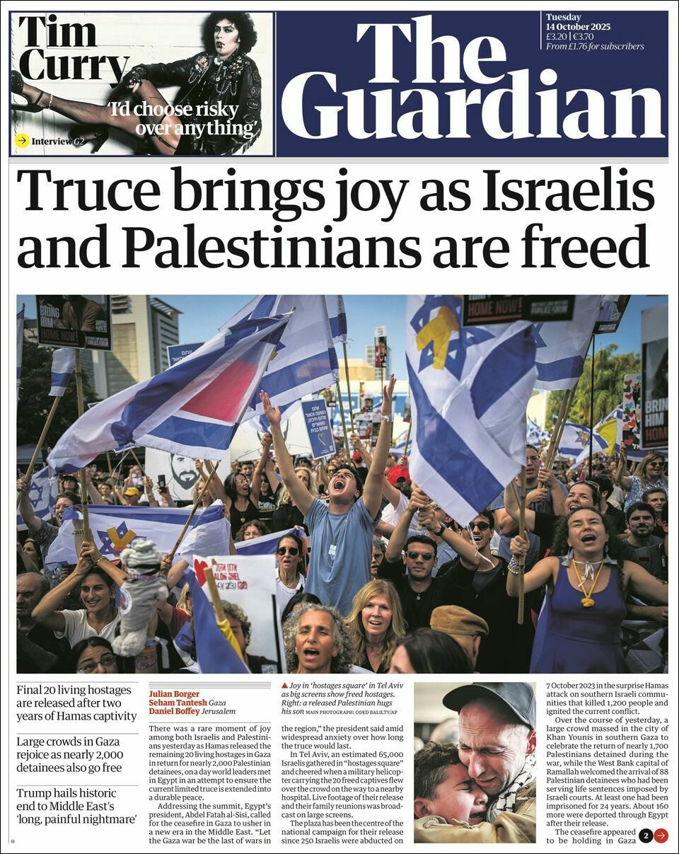 The Guardian, edición del martes 14 de octubre de 2025 The Guardian, edición del martes 14 de octubre de 2025