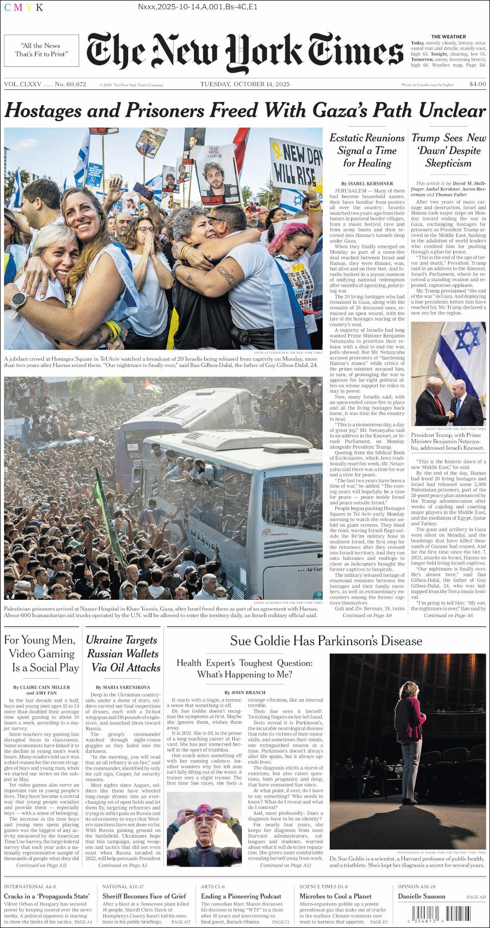 The New York Times, edición del martes 14 de octubre de 2025 The New York Times, edición del martes 14 de octubre de 2025