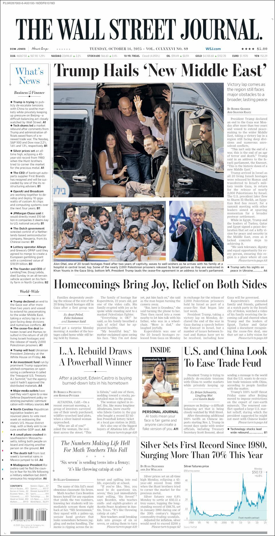 The Wall Street Journal, edición del martes 14 de octubre de 2025 The Wall Street Journal, edición del martes 14 de octubre de 2025