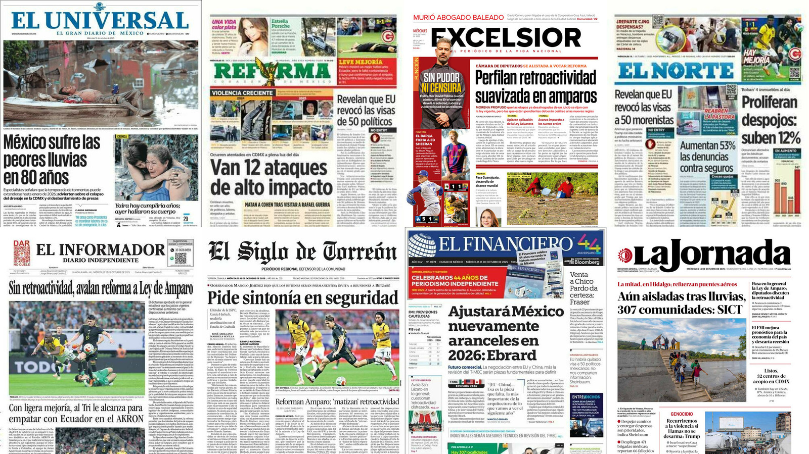 Portadas de periódicos impresos más importantes de México hoy