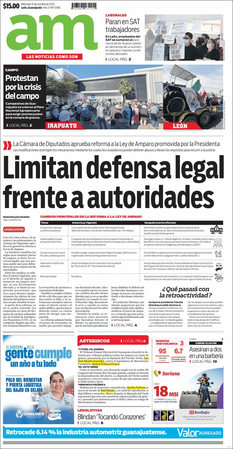 AM de León, edición del miércoles 15 de octubre de 2025 AM de León, edición del miércoles 15 de octubre de 2025