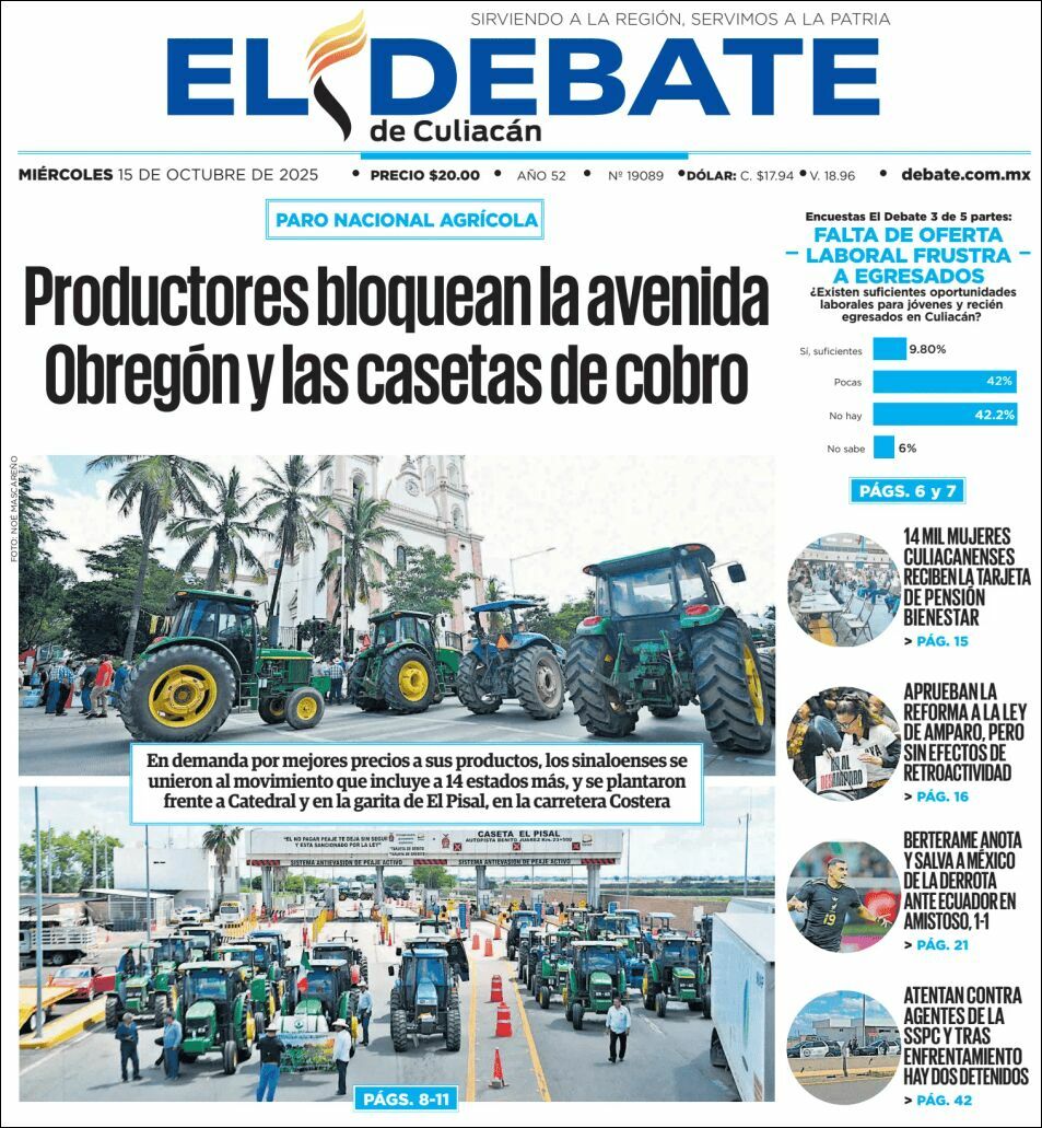 El Debate Culiacán, edición del miércoles 15 de octubre de 2025 El Debate Culiacán, edición del miércoles 15 de octubre de 2025