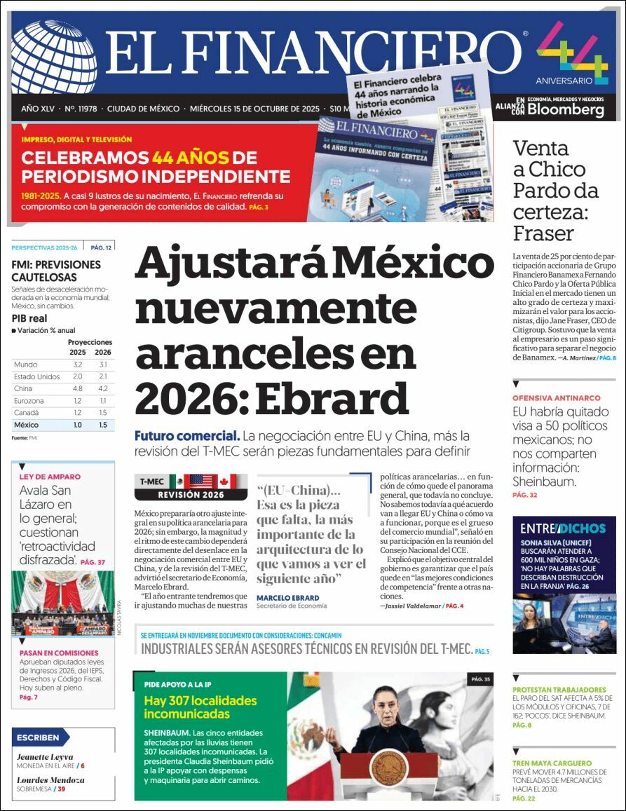 El Financiero, edición del miércoles 15 de octubre de 2025 El Financiero, edición del miércoles 15 de octubre de 2025