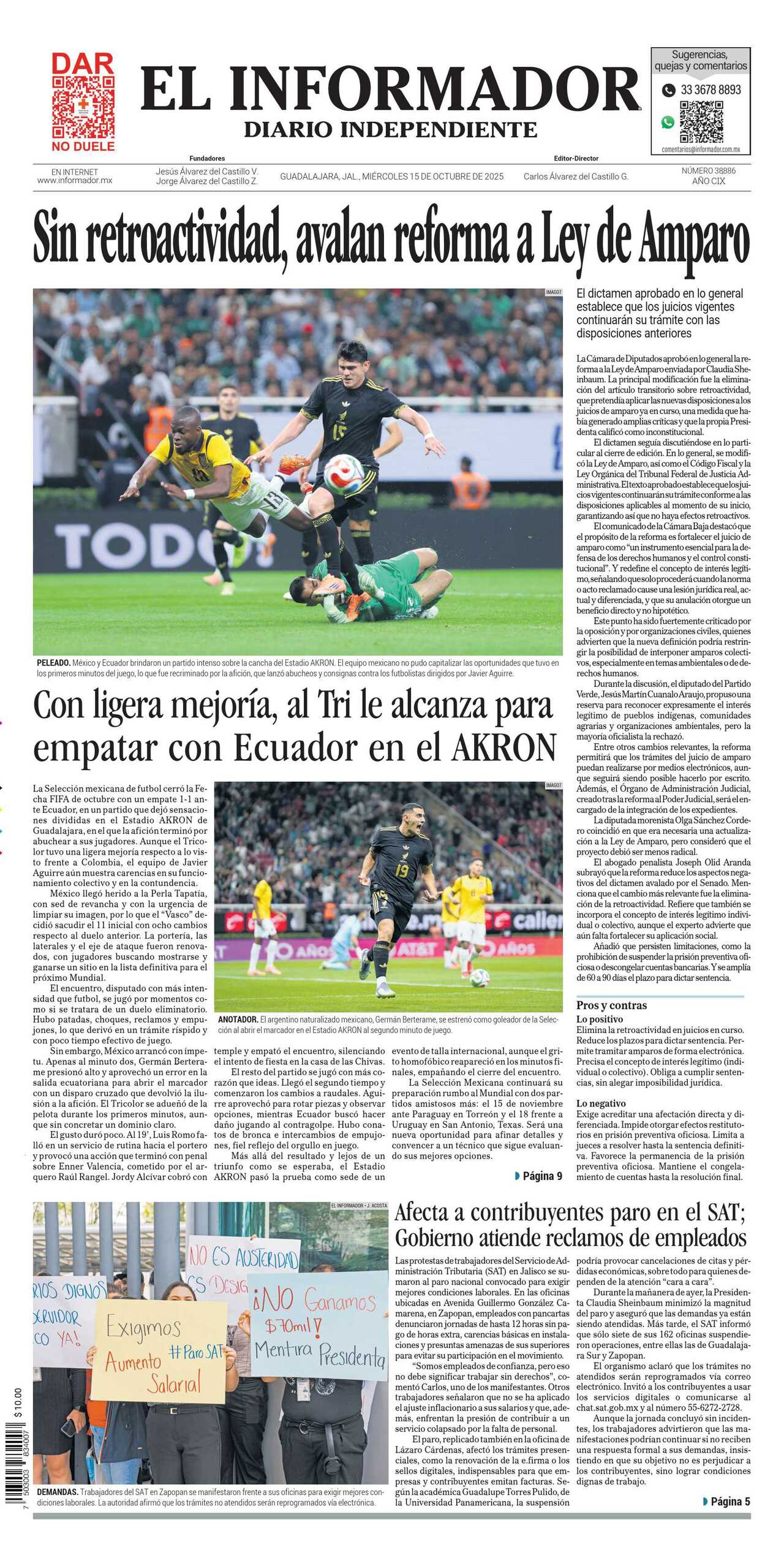 El Informador, edición del miércoles 15 de octubre de 2025 El Informador, edición del miércoles 15 de octubre de 2025