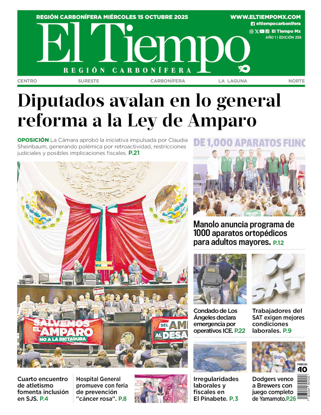 El Tiempo Región Carbonífera, edición del miércoles 15 de octubre de 2025 El Tiempo Región Carbonífera, edición del miércoles 15 de octubre de 2025