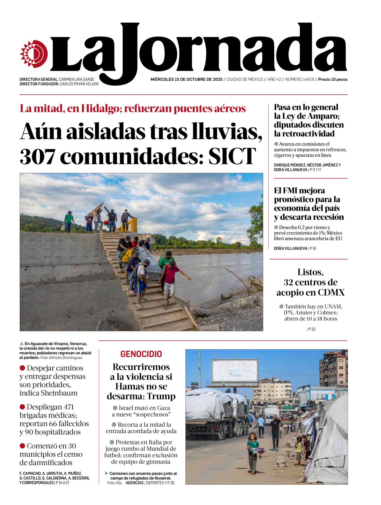 La Jornada, edición del miércoles 15 de octubre de 2025 La Jornada, edición del miércoles 15 de octubre de 2025
