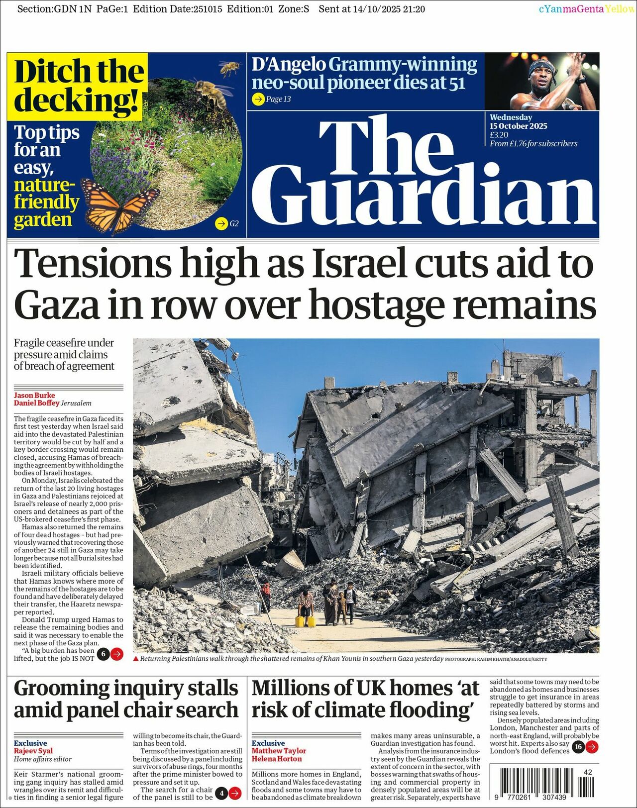The Guardian, edición del miércoles 15 de octubre de 2025 The Guardian, edición del miércoles 15 de octubre de 2025