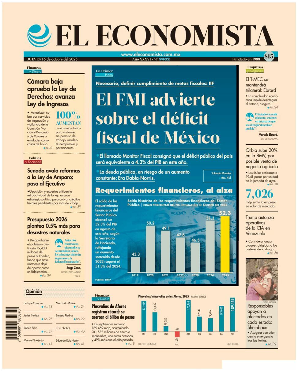 El Economista, edición del jueves 16 de octubre de 2025 El Economista, edición del jueves 16 de octubre de 2025