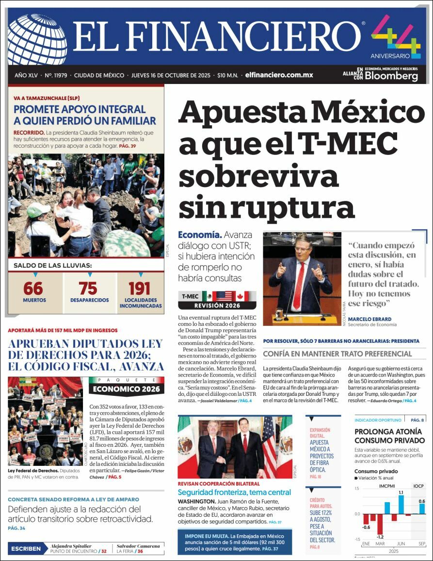 El Financiero, edición del jueves 16 de octubre de 2025 El Financiero, edición del jueves 16 de octubre de 2025