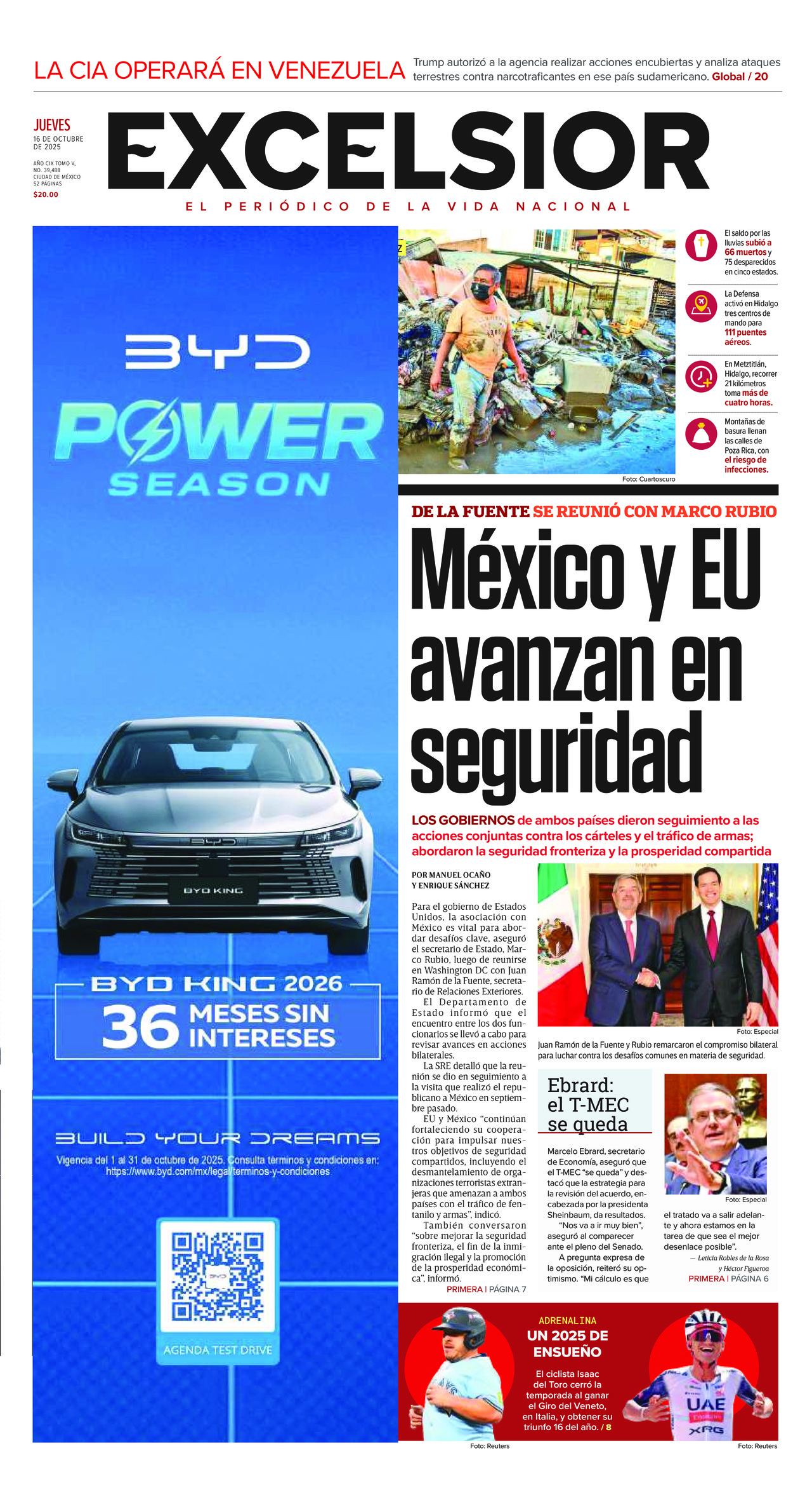 Excelsior, edición del jueves 16 de octubre de 2025 Excelsior, edición del jueves 16 de octubre de 2025
