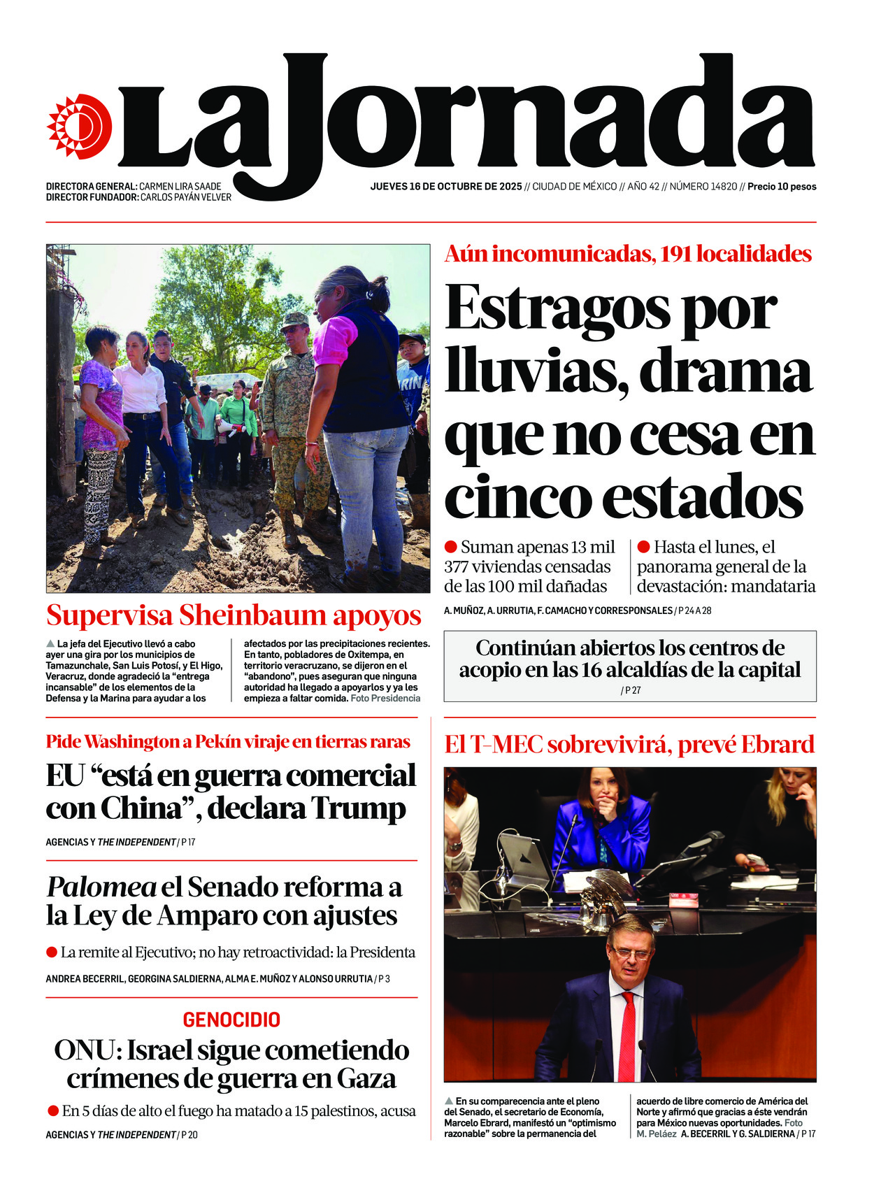 La Jornada, edición del jueves 16 de octubre de 2025 La Jornada, edición del jueves 16 de octubre de 2025