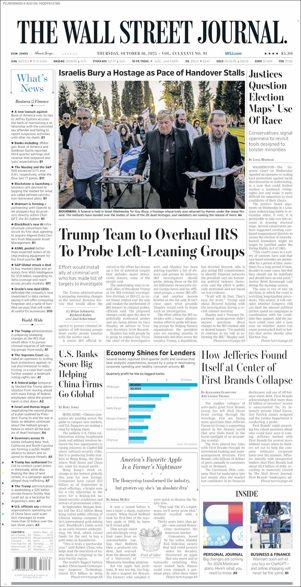 The Wall Street Journal, edición del jueves 16 de octubre de 2025 The Wall Street Journal, edición del jueves 16 de octubre de 2025