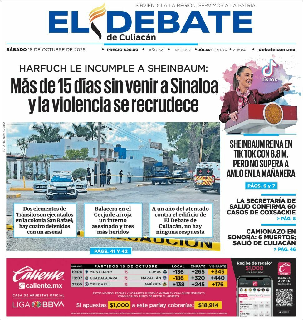 El Debate Culiacán, edición del sábado 18 de octubre de 2025 El Debate Culiacán, edición del sábado 18 de octubre de 2025