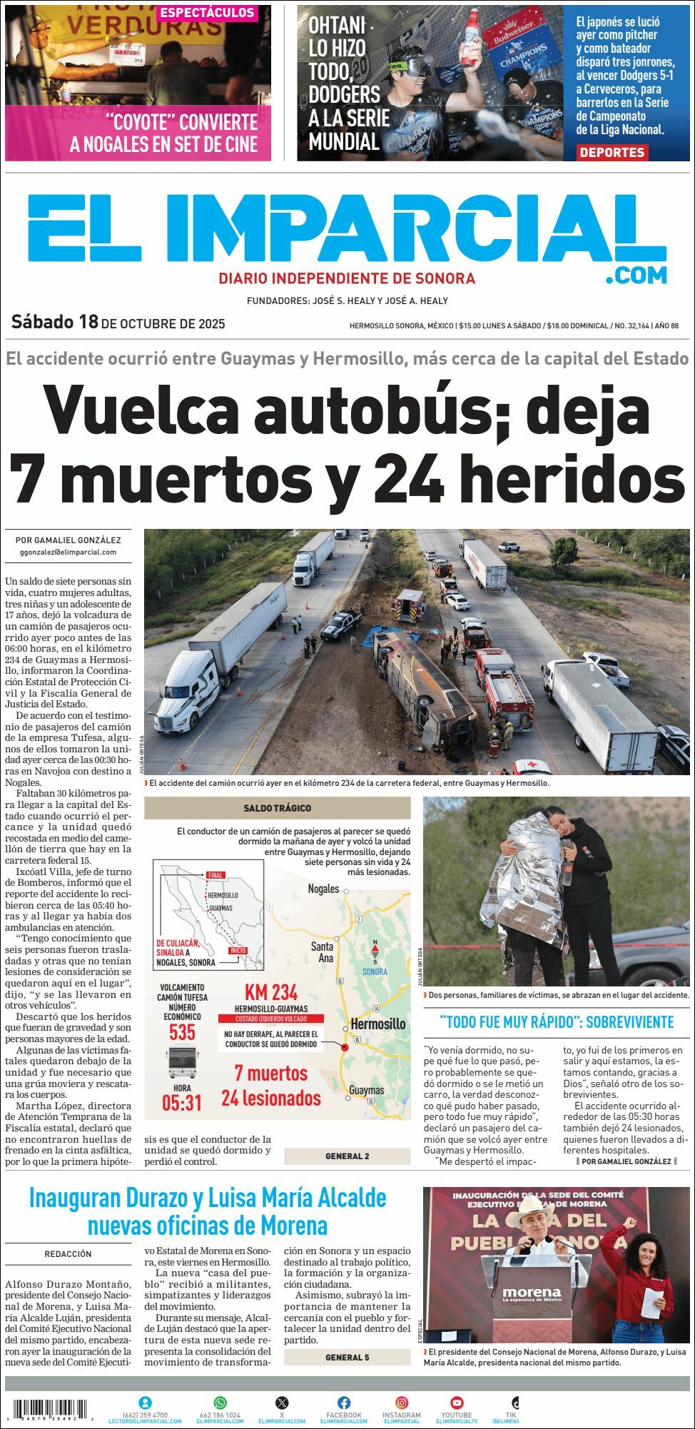 El Imparcial, edición del sábado 18 de octubre de 2025 El Imparcial, edición del sábado 18 de octubre de 2025
