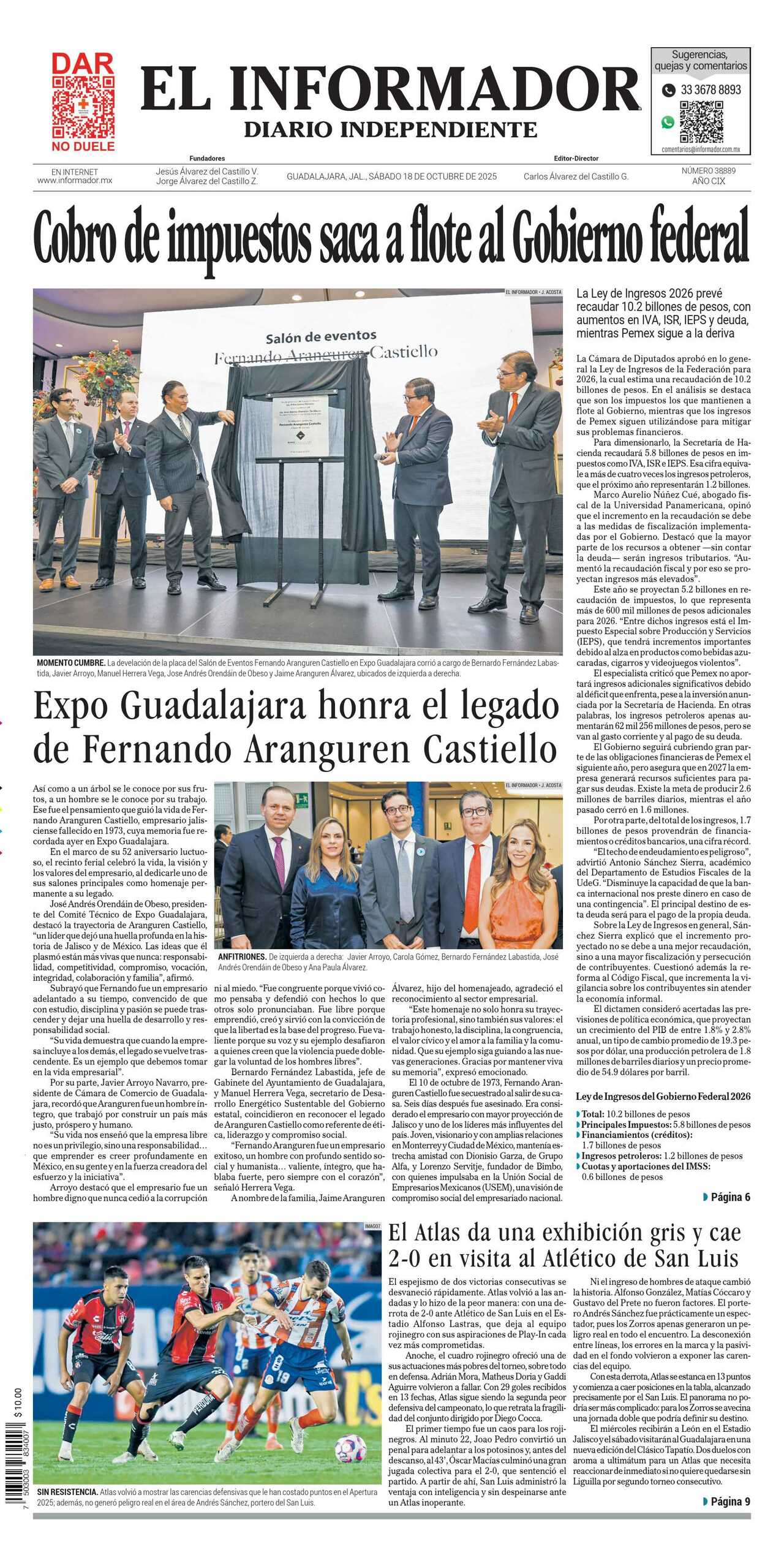 El Informador, edición del sábado 18 de octubre de 2025 El Informador, edición del sábado 18 de octubre de 2025