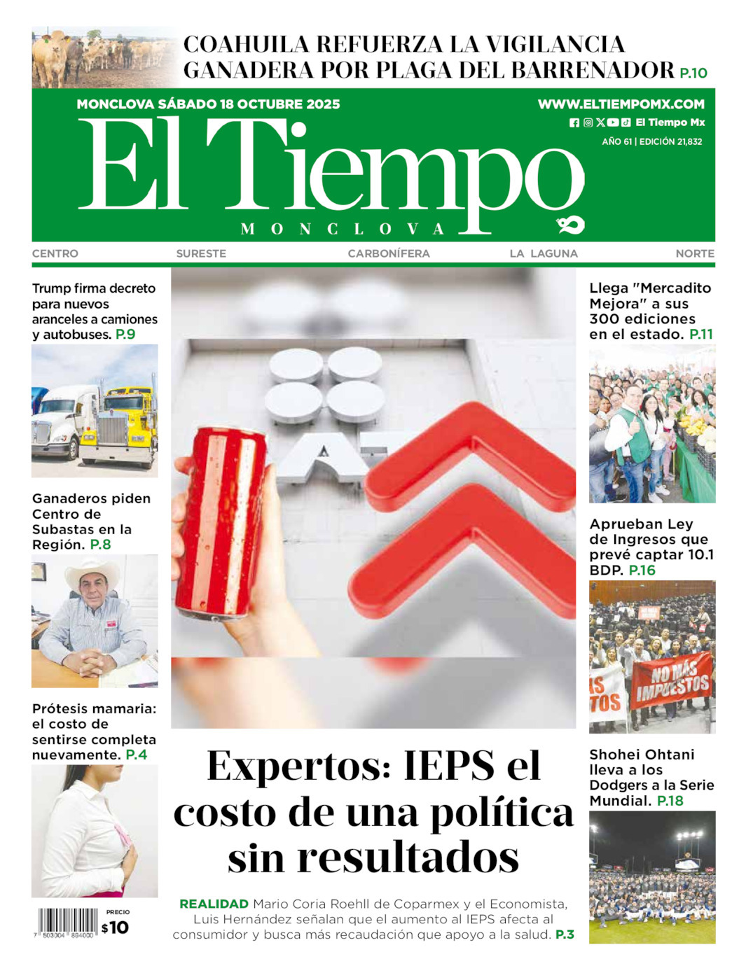 El Tiempo Monclova, edición del sábado 18 de octubre de 2025 El Tiempo Monclova, edición del sábado 18 de octubre de 2025