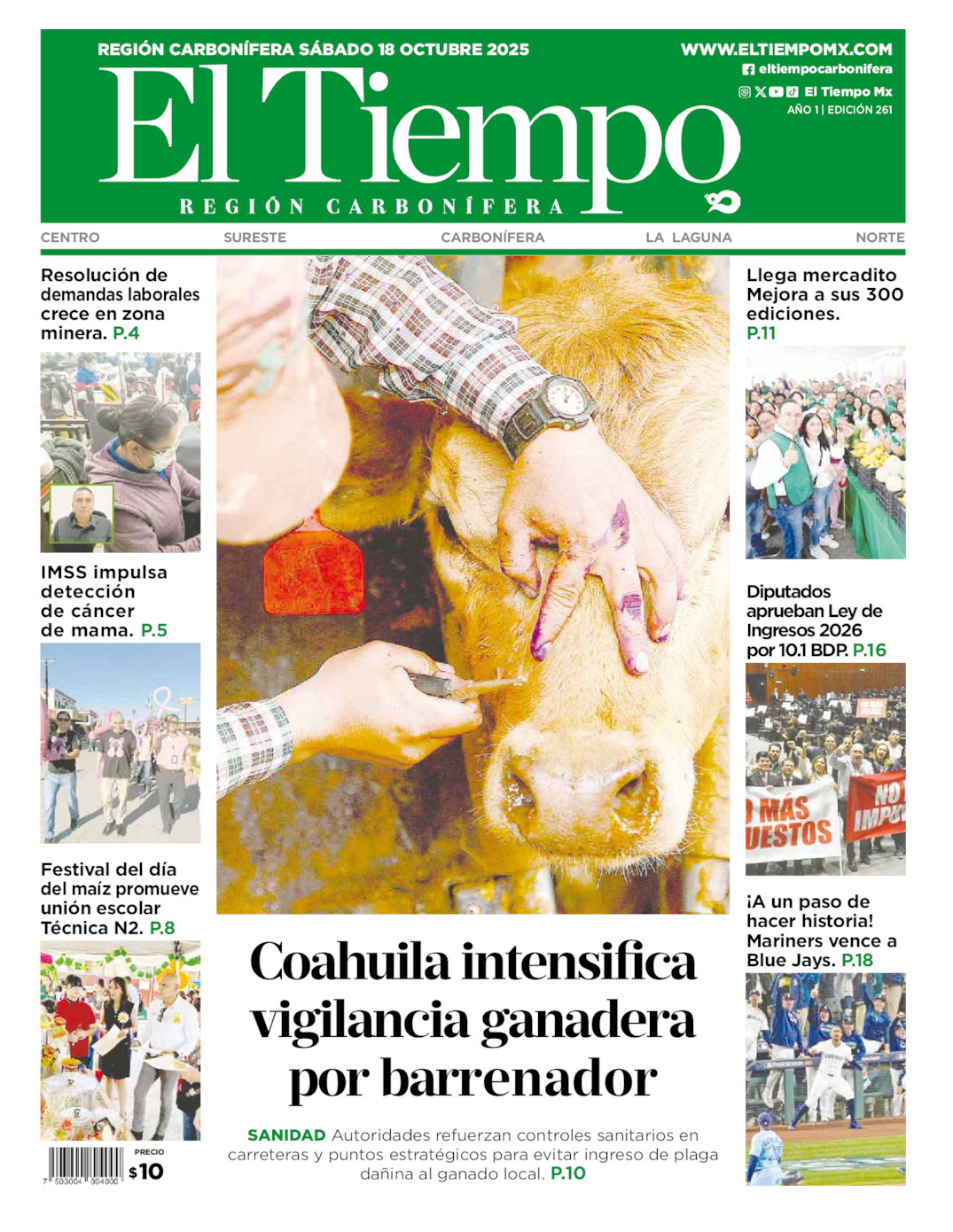 El Tiempo Región Carbonífera, edición del sábado 18 de octubre de 2025 El Tiempo Región Carbonífera, edición del sábado 18 de octubre de 2025