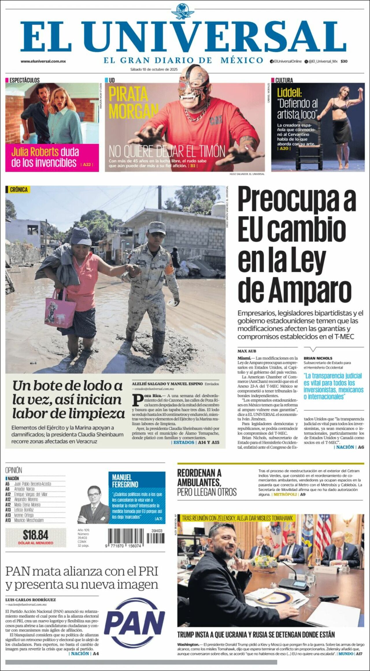 El Universal, edición del sábado 18 de octubre de 2025 El Universal, edición del sábado 18 de octubre de 2025