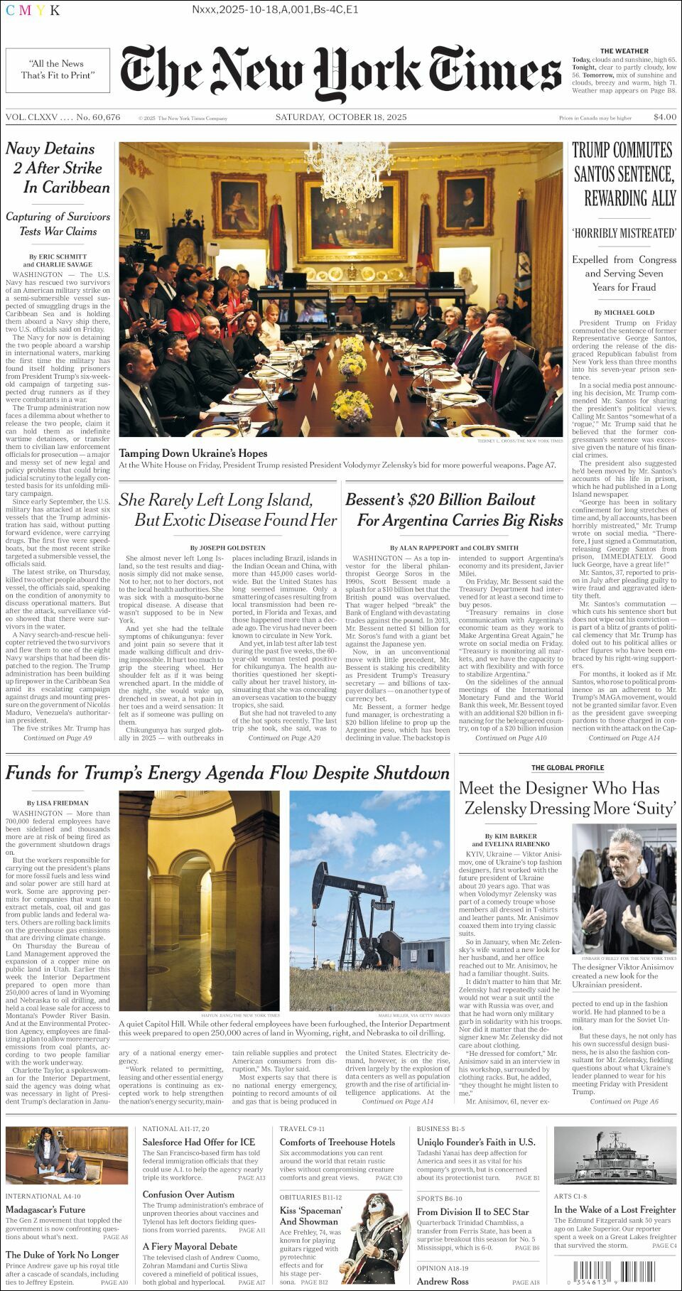 The New York Times, edición del sábado 18 de octubre de 2025 The New York Times, edición del sábado 18 de octubre de 2025