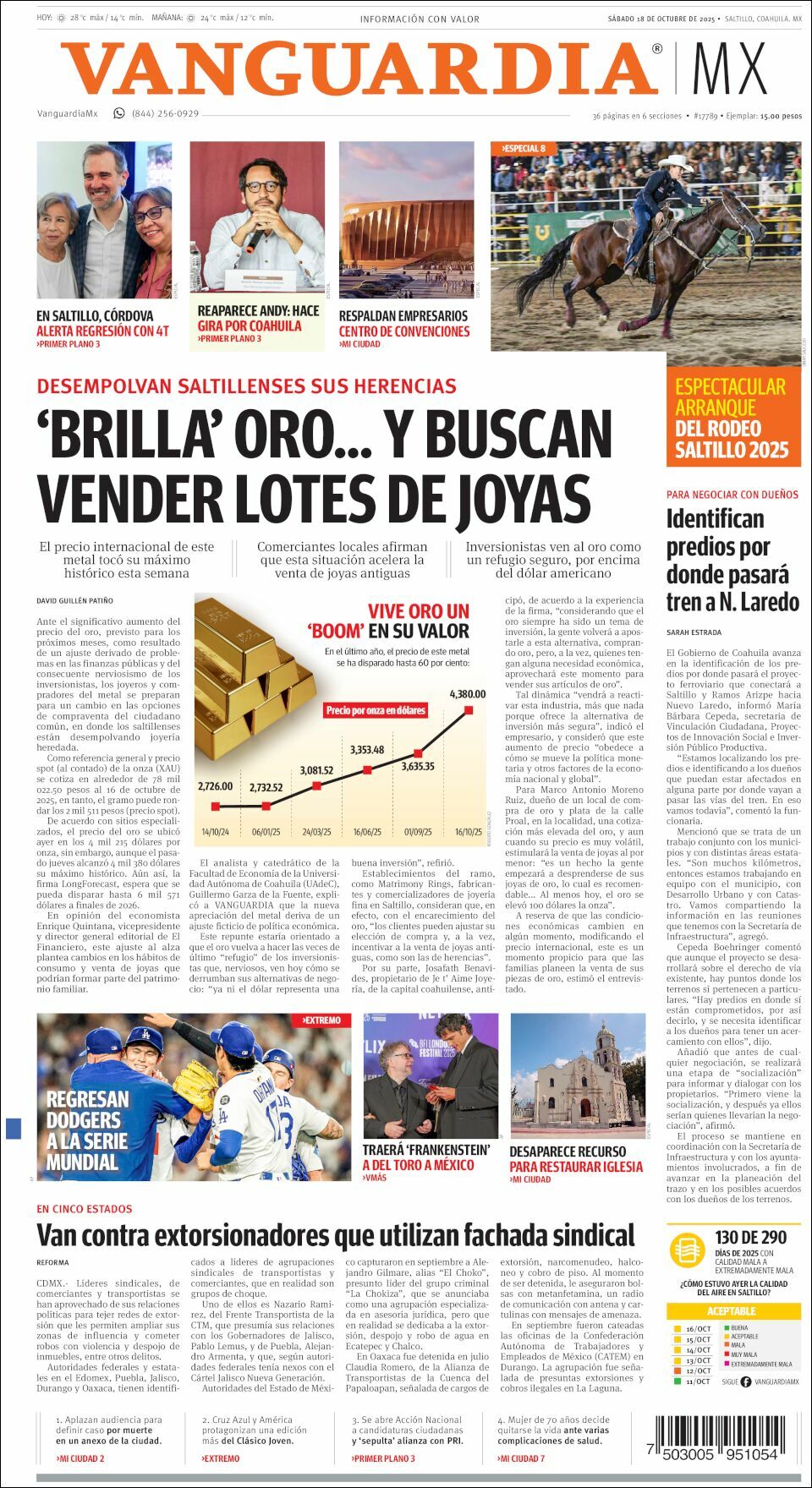 Vanguardia, edición del sábado 18 de octubre de 2025 Vanguardia, edición del sábado 18 de octubre de 2025
