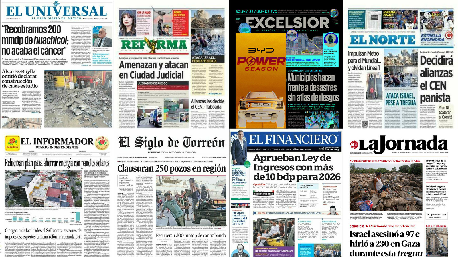 Portadas de periódicos impresos más importantes de México hoy