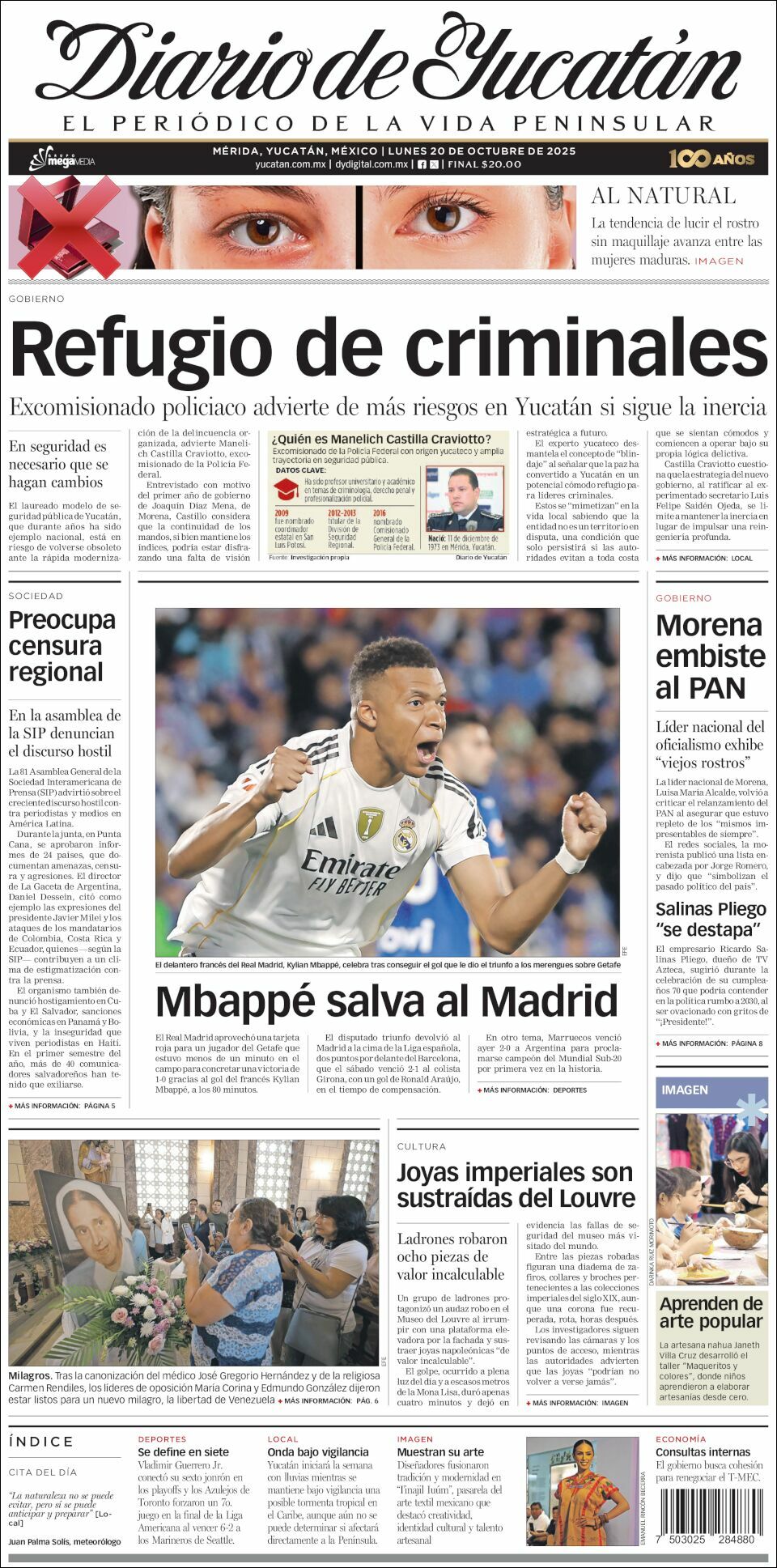 El Diario de Yucatán, edición del lunes 20 de octubre de 2025 El Diario de Yucatán, edición del lunes 20 de octubre de 2025