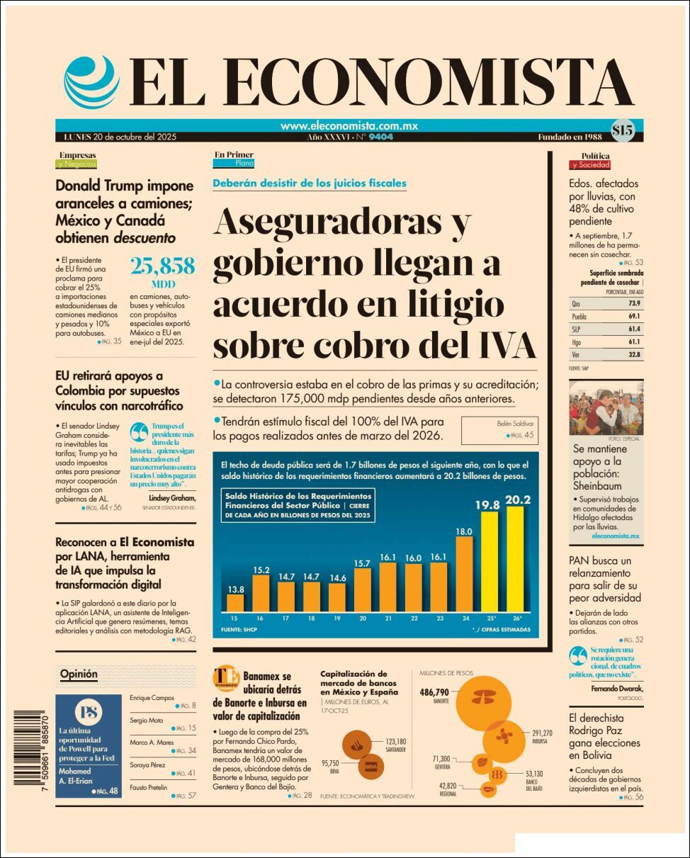 El Economista, edición del lunes 20 de octubre de 2025 El Economista, edición del lunes 20 de octubre de 2025