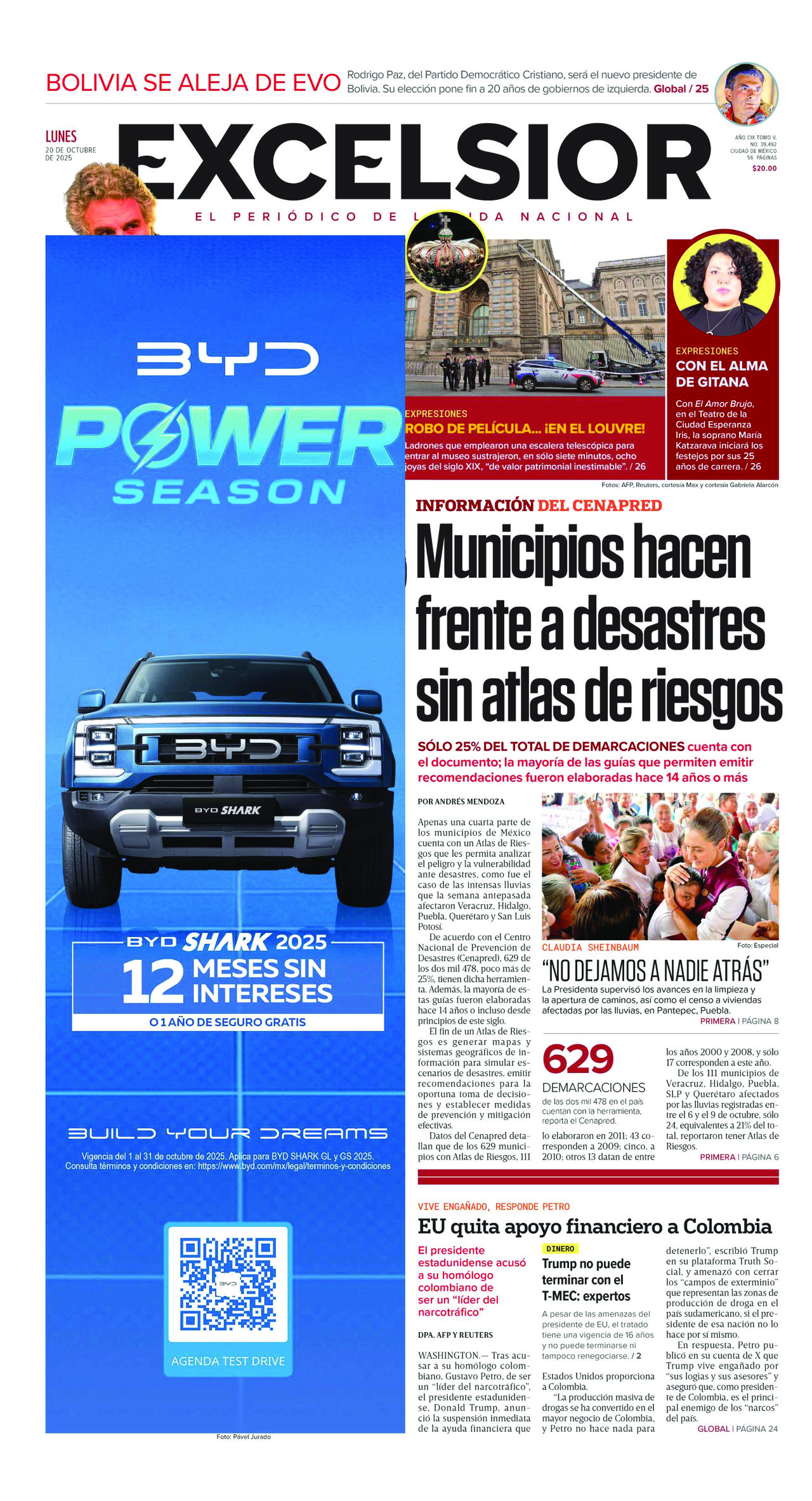 Excelsior, edición del lunes 20 de octubre de 2025 Excelsior, edición del lunes 20 de octubre de 2025