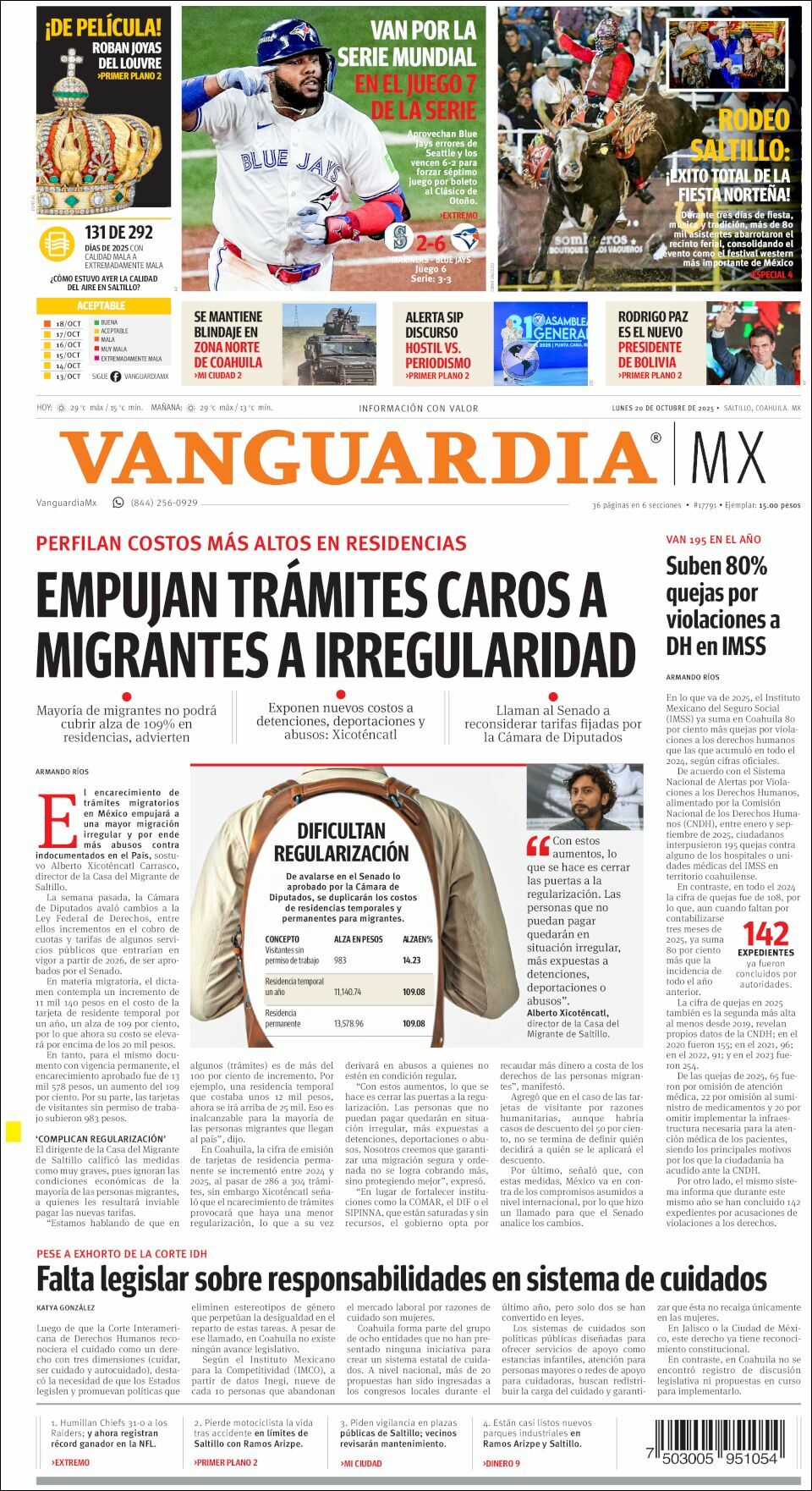 Vanguardia, edición del lunes 20 de octubre de 2025 Vanguardia, edición del lunes 20 de octubre de 2025