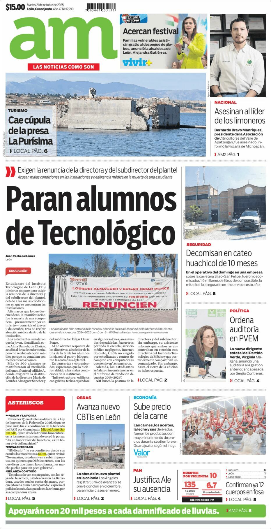 AM de León, edición del martes 21 de octubre de 2025