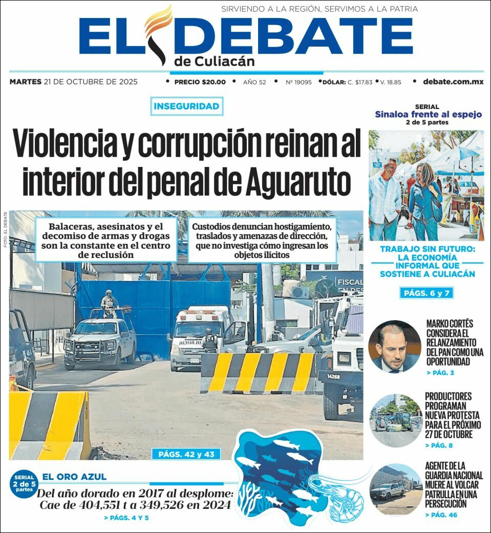 El Debate Culiacán, edición del martes 21 de octubre de 2025
