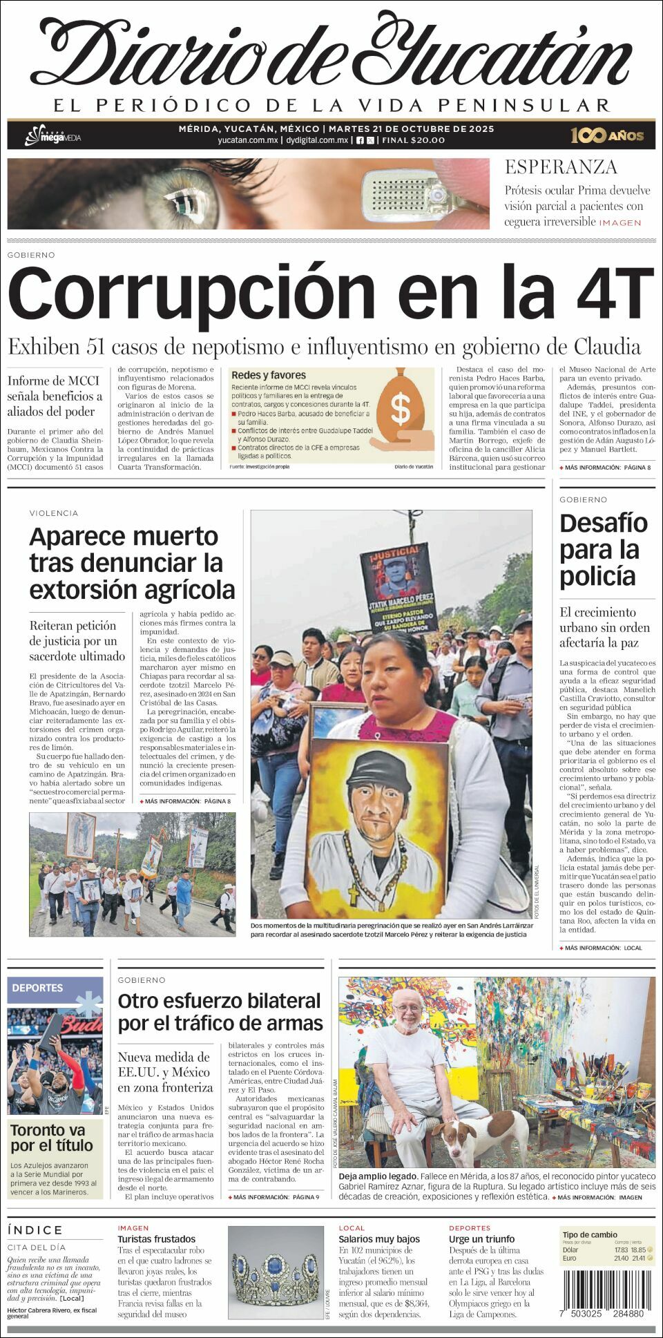 El Diario de Yucatán, edición del martes 21 de octubre de 2025